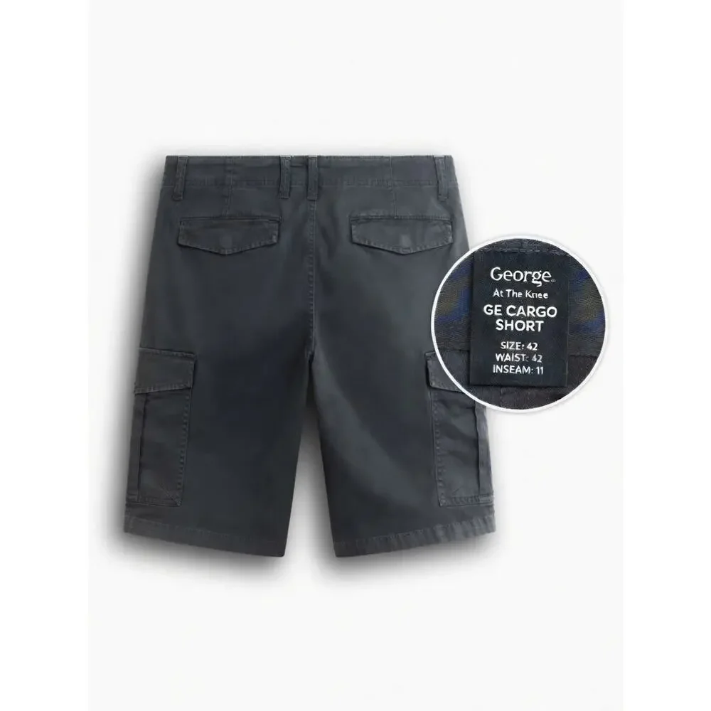 George At The Knee Cargo Shorts – Charcoal Sky